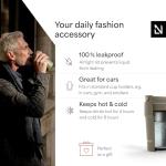 LARS NYSØM Thermo Coffee Mug to go 13oz | Travel Mug 0.38 Liter with Insulation | Leak Proof Stainless Steel Thermal Tumbler for Coffee and Tea on the Go (Taupe Brown, 12.9oz)