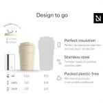 LARS NYSØM Thermo Coffee Mug to go 13oz | Travel Mug 0.38 Liter with Insulation | Leak Proof Stainless Steel Thermal Tumbler for Coffee and Tea on the Go (Taupe Brown, 12.9oz)