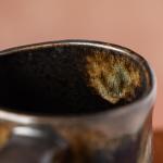 TaoTaojarvie Handmade Ceramic Coffee Mugs, Mugs with Coffee Spoon, 11oz, Handmade Pottery Mug with Handle, Hand-painting, Unique Uneven Surface Tea cups, Dishwasher and Microwave Safe (Coffee Color)