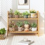 D-werack Wicker-Look Coffee Station Organizer, Bamboo Mug Holder Countertop, Kitchen Counter Shelf for Tea Coffee Bar Accessories, Matcha Stand, Cup Display, Condiment Storage Rack, 2 Tier