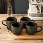 Tikooere Coffee Mugs Set of 4, Ceramic 16 oz Coffee Cups for Tea, Milk, Cereal, Cappuccino, Porcelain Latte Cups with Large Handle, Stoneware Coffee Mugs for Christmas Housewarming Gifts, Black