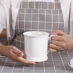 PULCHRITUDIE Fine Porcelain 16 Ounce White Mug Set for Coffee Tea Water Milk, Set of Four