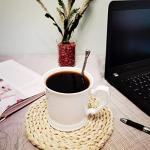 PULCHRITUDIE Fine Porcelain 16 Ounce White Mug Set for Coffee Tea Water Milk, Set of Four