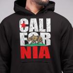 shop4ever California State Flag Bear Hoodie Sweatshirts Medium Black