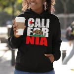 shop4ever California State Flag Bear Hoodie Sweatshirts Medium Black