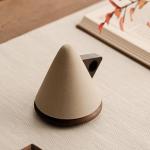 EWCEFIC Retro ceramic coffee mug, Creative Cone coffee cup set for women elegant small- Solid wood handle and coaster - Suitable for home, restaurant, party and office use.250ml/8.45floz