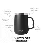 Simple Modern Travel Coffee Mug with Lid and Handle | Reusable Insulated Stainless Steel Coffee Tumbler Tea Cup | Gifts for Women Men Him Her | Voyager Collection | 12oz | Midnight Black
