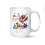 Customized Choose Name Nail Artist Tea Cup, Novelty Custom Nail Artist Ceramic Mug, Personalized Nail Technician Travel Cup For Friends, Nail Tech Themed White Coffee Mug 11oz 15oz
