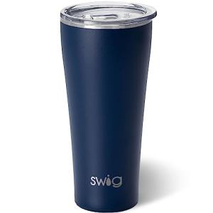 Swig Life 32oz Insulated Tumbler, Travel Coffee Tumbler with Lid, Cup Holder Friendly Travel Coffee Mug, Stainless Steel Thermos with Lid (Navy)