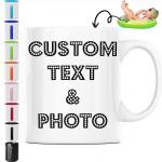 Custom Coffee Mugs - Personalized Ceramic Tea Cups with Text, Picture, Logo, Image - Unique Gift for Men Women Couples - 11 & 15 oz