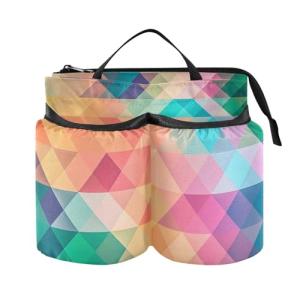 ElliTarr Luggage Cup Holder for Suitcases Free Hands Travel Cup Holder Portable Suitcase Cup Drink Holder Luggage Cup Caddy Bag Carrier Colorful Geometric