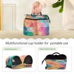 ElliTarr Luggage Cup Holder for Suitcases Free Hands Travel Cup Holder Portable Suitcase Cup Drink Holder Luggage Cup Caddy Bag Carrier Colorful Geometric