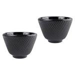 Angoily 2pcs Japanese Tea Cup Black Cups Japanese Cast Iron Tea Set Chinese Retro Kung Fu Teacup Handcraft Mugs Set for Households, Offices