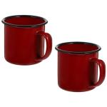UPKOCH Retro Enamel Drinking Cups, Red Enamel Mugs for Hotpot Restaurants, Guesthouses, and Home Use, 2Pcs, 3.14 X 2.36 X 2.36 Inch, Heat-Resistant for Coffee, Tea, and Water