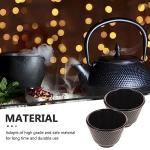 Angoily 2pcs Japanese Tea Cup Black Cups Japanese Cast Iron Tea Set Chinese Retro Kung Fu Teacup Handcraft Mugs Set for Households, Offices