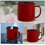 UPKOCH Retro Enamel Drinking Cups, Red Enamel Mugs for Hotpot Restaurants, Guesthouses, and Home Use, 2Pcs, 3.14 X 2.36 X 2.36 Inch, Heat-Resistant for Coffee, Tea, and Water