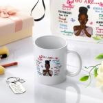 Reginary 3 Pcs Christian Gifts for African American Women Bible Verse Makeup Bag Christian Pencil Pouch 11 oz Religious Coffee Mug Inspirational Keychain Faith Based You Are Loved Gifts