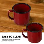 UPKOCH Retro Enamel Drinking Cups, Red Enamel Mugs for Hotpot Restaurants, Guesthouses, and Home Use, 2Pcs, 3.14 X 2.36 X 2.36 Inch, Heat-Resistant for Coffee, Tea, and Water