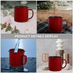 UPKOCH Retro Enamel Drinking Cups, Red Enamel Mugs for Hotpot Restaurants, Guesthouses, and Home Use, 2Pcs, 3.14 X 2.36 X 2.36 Inch, Heat-Resistant for Coffee, Tea, and Water