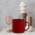 UPKOCH Retro Enamel Drinking Cups, Red Enamel Mugs for Hotpot Restaurants, Guesthouses, and Home Use, 2Pcs, 3.14 X 2.36 X 2.36 Inch, Heat-Resistant for Coffee, Tea, and Water