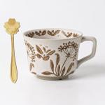 JIGVOE Ceramic Large Latte Mug, 12OZ Novelty Coffee Mugs with Gold Spoon, Tea Cup with Butterfly Pattern, Wedding Birthday Housewarming Gift, Dishwasher Microwave Safe (Butterfly, 1 Pack)