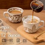 JIGVOE Ceramic Large Latte Mug, 12OZ Novelty Coffee Mugs with Gold Spoon, Tea Cup with Butterfly Pattern, Wedding Birthday Housewarming Gift, Dishwasher Microwave Safe (Butterfly, 1 Pack)