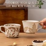 JIGVOE Ceramic Large Latte Mug, 12OZ Novelty Coffee Mugs with Gold Spoon, Tea Cup with Butterfly Pattern, Wedding Birthday Housewarming Gift, Dishwasher Microwave Safe (Butterfly, 1 Pack)