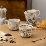 JIGVOE Ceramic Large Latte Mug, 12OZ Novelty Coffee Mugs with Gold Spoon, Tea Cup with Butterfly Pattern, Wedding Birthday Housewarming Gift, Dishwasher Microwave Safe (Butterfly, 1 Pack)