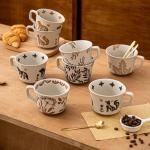 JIGVOE Ceramic Large Latte Mug, 12OZ Novelty Coffee Mugs with Gold Spoon, Tea Cup with Butterfly Pattern, Wedding Birthday Housewarming Gift, Dishwasher Microwave Safe (Butterfly, 1 Pack)