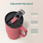 REDUCE Hot1 18 oz Hot1 Stainless Steel Insulated Mug with Temperature Adjusting Lid - Dual-Wall Vacuum, Cupholder Friendly - Keeps Drinks Hot for 6 Hours - Ideal for Coffee, Tea & Other - Baked Clay