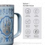 Corkcicle Classic Coffee Mug - Triple Insulated Stainless Steel for Travel - Shatter-Proof Lid - Keeps Drink Hot Over 3 Hours - Holiday Mug Gift - 16 oz - Princess Cinderella