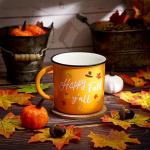 2 Pieces Autumn Coffee Mug Happy Fall Y'all Camper Cup Thanksgiving Ceramic Pumpkin Mugs 14oz Ceramic Campfire Coffee Cup for Office Home Thank You Gift for Women Men Mom Dad Christian