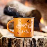 2 Pieces Autumn Coffee Mug Happy Fall Y'all Camper Cup Thanksgiving Ceramic Pumpkin Mugs 14oz Ceramic Campfire Coffee Cup for Office Home Thank You Gift for Women Men Mom Dad Christian