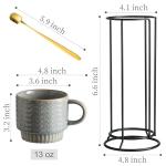 Miamolo Coffee Mugs Set of 4 with Spoons & Stand, Stackable Espresso Cups 13oz Coffee Mug for Drinks Latte Cappuccino Tea, Coffee Cup for Women Men Couples Housewarming Birthday Gift, Dishwasher Safe