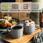 Miamolo Coffee Mugs Set of 4 with Spoons & Stand, Stackable Espresso Cups 13oz Coffee Mug for Drinks Latte Cappuccino Tea, Coffee Cup for Women Men Couples Housewarming Birthday Gift, Dishwasher Safe