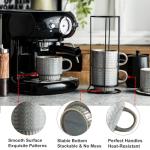 Miamolo Coffee Mugs Set of 4 with Spoons & Stand, Stackable Espresso Cups 13oz Coffee Mug for Drinks Latte Cappuccino Tea, Coffee Cup for Women Men Couples Housewarming Birthday Gift, Dishwasher Safe