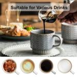 Miamolo Coffee Mugs Set of 4 with Spoons & Stand, Stackable Espresso Cups 13oz Coffee Mug for Drinks Latte Cappuccino Tea, Coffee Cup for Women Men Couples Housewarming Birthday Gift, Dishwasher Safe