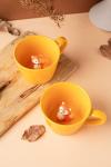 DIHOclub Fox Ceramic Cup Hidden 3D Animal Inside Mug,Cute Cartoon Handmade Figurine Mugs,Holiday and Birthday Gift for Coffee Milk Tea Lovers,12 OZ(Yellow)