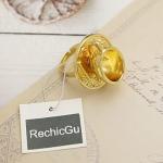 RechicGu Polish Golden Vintage Fairytale 3D Tea Cup Saucer Ring Party Fairy Tale Hatter Wonderland Cosplay Fancy Dress