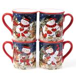 Magic of Christmas 16 oz Snowman Mugs – Set of 4 Festive Holiday Cups with Whimsical Winter Animal Scenes – Perfect for Coffee, Cocoa, Tea & Christmas Cheer!