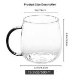 Clear Borosilicate Glass Coffee Mug with Black Handle, 450ml/16oz, Ideal for Coffee, Tea, Beer, and Beverages – Durable, Gift-Ready Glass Mug