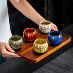 ZPGXLRZ 5Pcs Ceramic Tea Cup Set Chinese Tea Cups with Designed Gift Box - 5 Stylish Colors