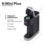 Keurig K-Mini Plus Single Serve K-Cup Pod Coffee Maker, with 6 to 12oz Brew Size, Stores up to 9 K-Cup Pods, Travel Mug Friendly, 1500 watts, Cool Aqua