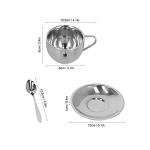 TOPINCN Coffee Cup Set, 3PCS/Set Insulated Stainless Steel Double Walled Mugs Milk Tea Cup with Saucer Spoon Set(180ml)