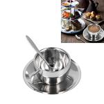 TOPINCN Coffee Cup Set, 3PCS/Set Insulated Stainless Steel Double Walled Mugs Milk Tea Cup with Saucer Spoon Set(180ml)