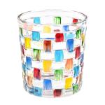 Toptime Tealight Candle Holder, Stained Glass Votive Candle Holder with Woven Pattern, Romantic Mosaic Tea Light Holder Cup for Table Centerpieces, Christmas, Birthday Party, Home Decor