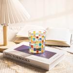 Toptime Tealight Candle Holder, Stained Glass Votive Candle Holder with Woven Pattern, Romantic Mosaic Tea Light Holder Cup for Table Centerpieces, Christmas, Birthday Party, Home Decor