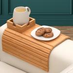 Bamboo Couch Cup Holder for Drink & Snack, Couch Arm Table & Couch Armrest Tray with Couch Cup Holder Tray Table for Couch, Recliner, or Loveseat