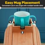 Bamboo Couch Cup Holder for Drink & Snack, Couch Arm Table & Couch Armrest Tray with Couch Cup Holder Tray Table for Couch, Recliner, or Loveseat