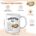 Didaey 3 Pcs Musical Theater Gifts for Women Funny Theatre Lover Gifts Theatre Makeup Bag Theater Life Cosmetic Bag 11.2 oz Coffee Mug Mask Keychain for Actors Actress